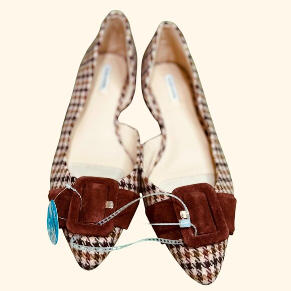 Alex Marie Houndstooth Ballet Flats with Suede Buckle Detail | Size 8.5 … - Picture 2 of 6